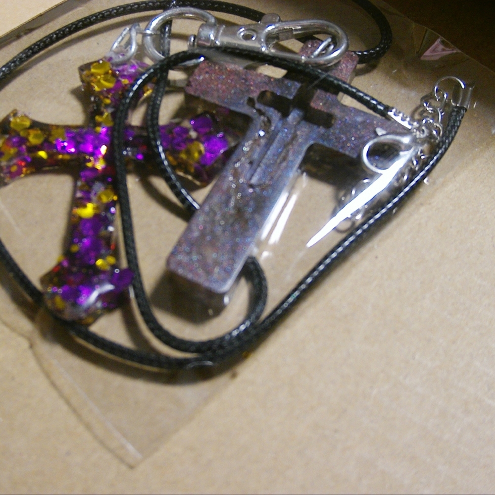 2 piece purple gold necklace set